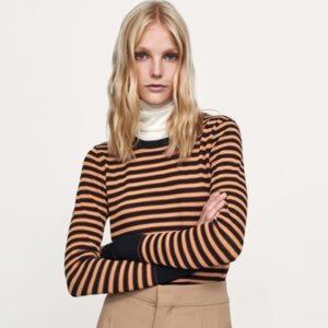 Zara Textured Stripe Long Sleeve top